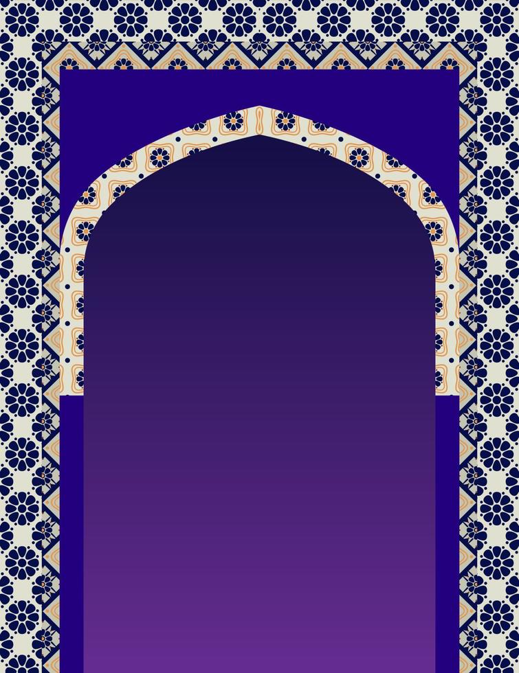 Indian ornamental arch. Indian temple. Architectural arch. Architecture, Arabic Emirates. vector