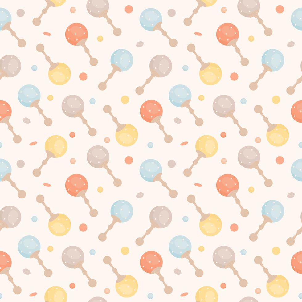 Cute pattern of boho baby toys in Scandinavian style. Background design for fashion fabrics, textile graphics, prints, wrapping paper. Newborn essentials collection in boho style. Vector illustration