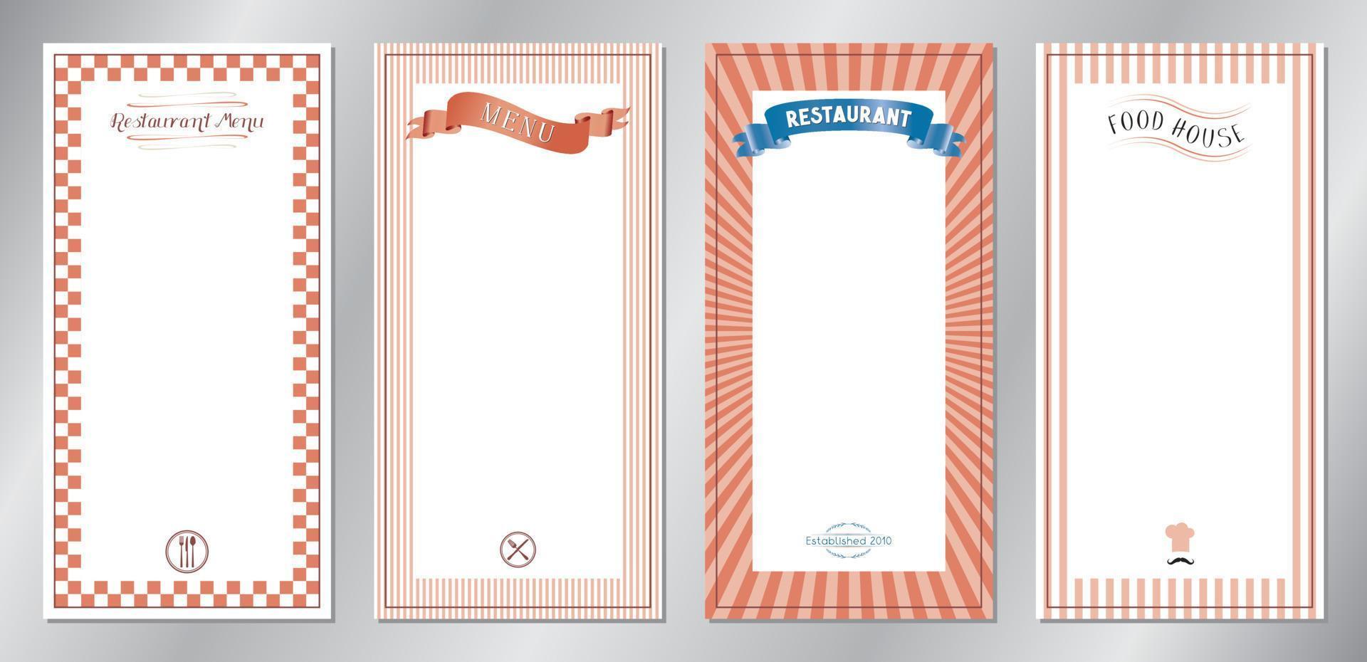 Classic Restaurant Menu Templates vector