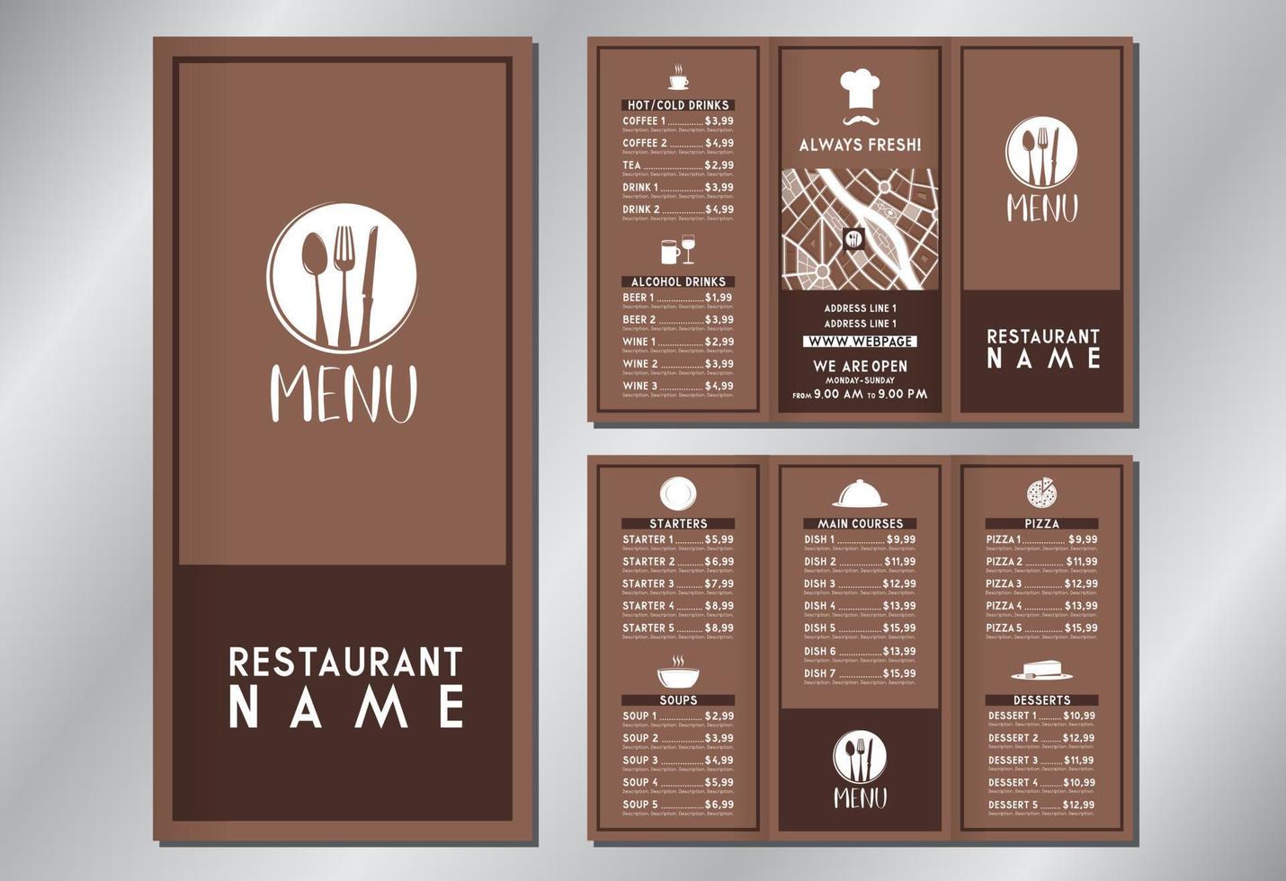 plantilla de menú de restaurante vintage vector