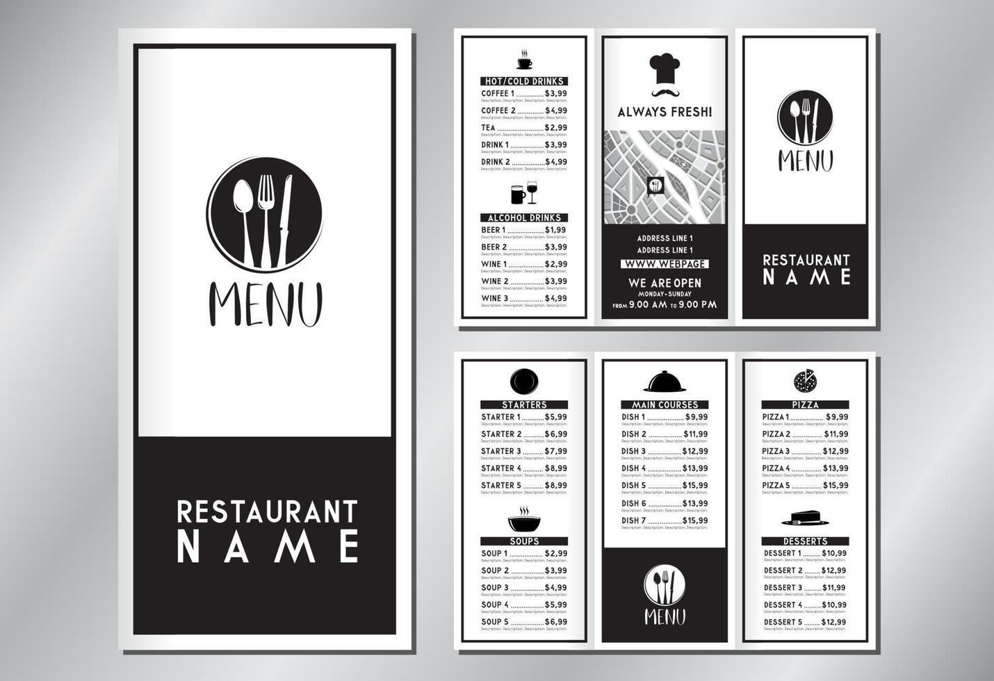 plantilla de menú de restaurante vintage vector