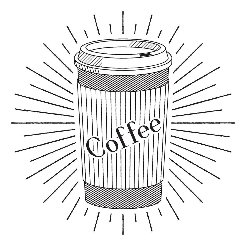 taza de café desechable - ilustración de esquema vector