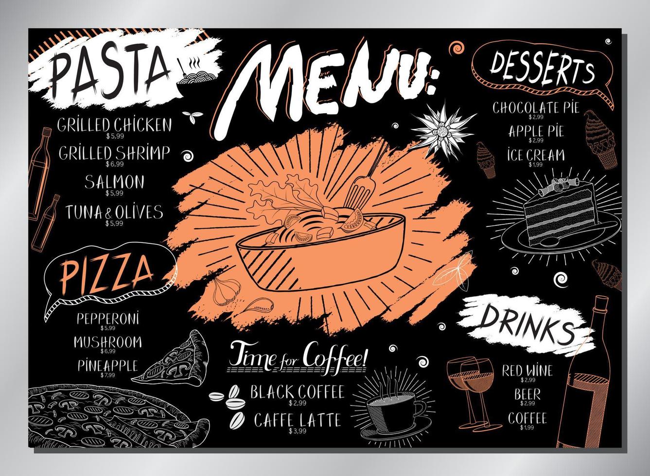 Vintage Pasta Table Menu Template vector