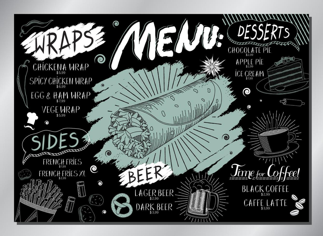 Vintage Wraps Table Menu Template vector