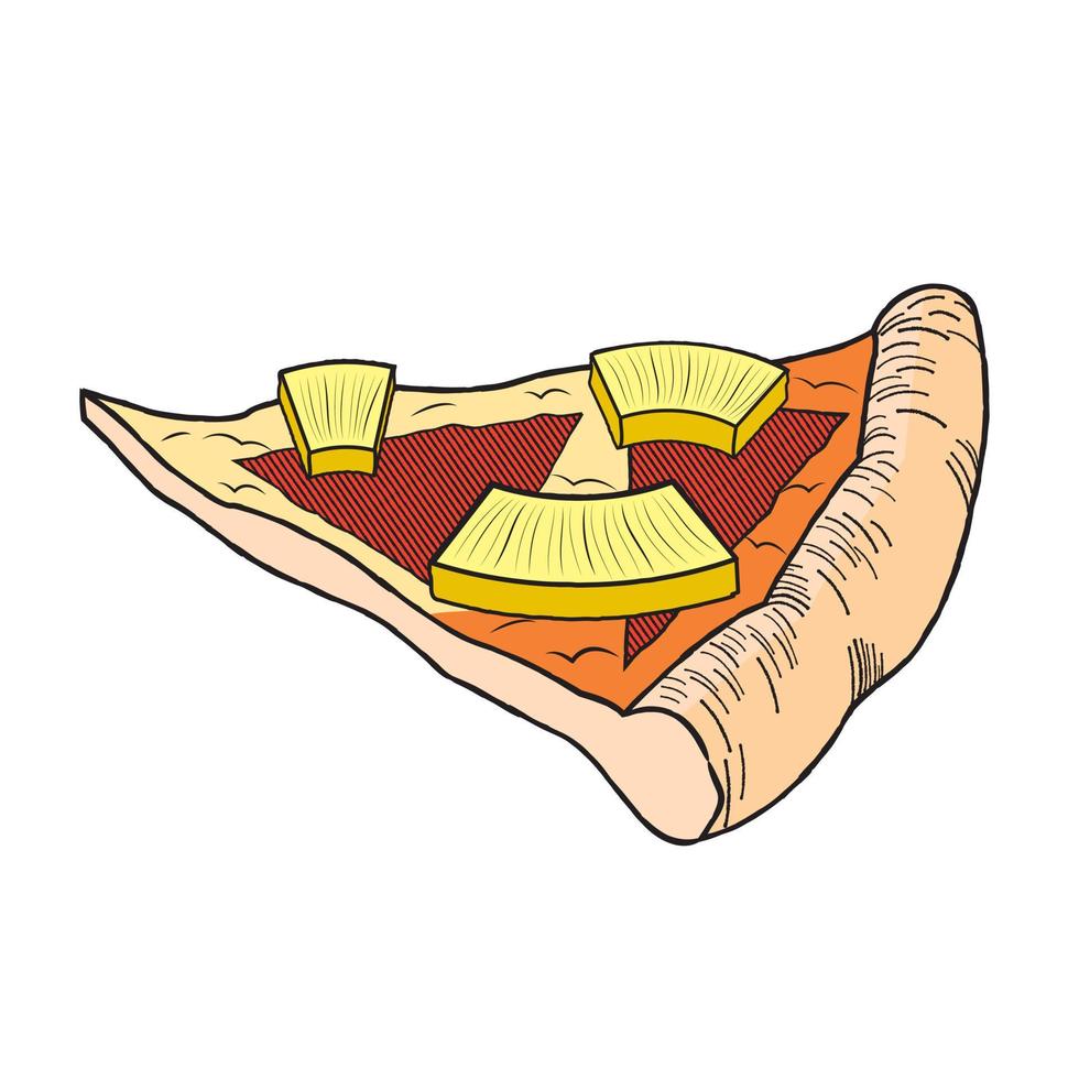 pizza hawaiana con ilustración de piña vector