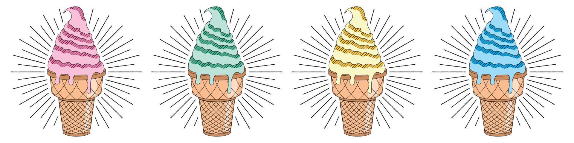 Colorful Ice Creams Illustration vector