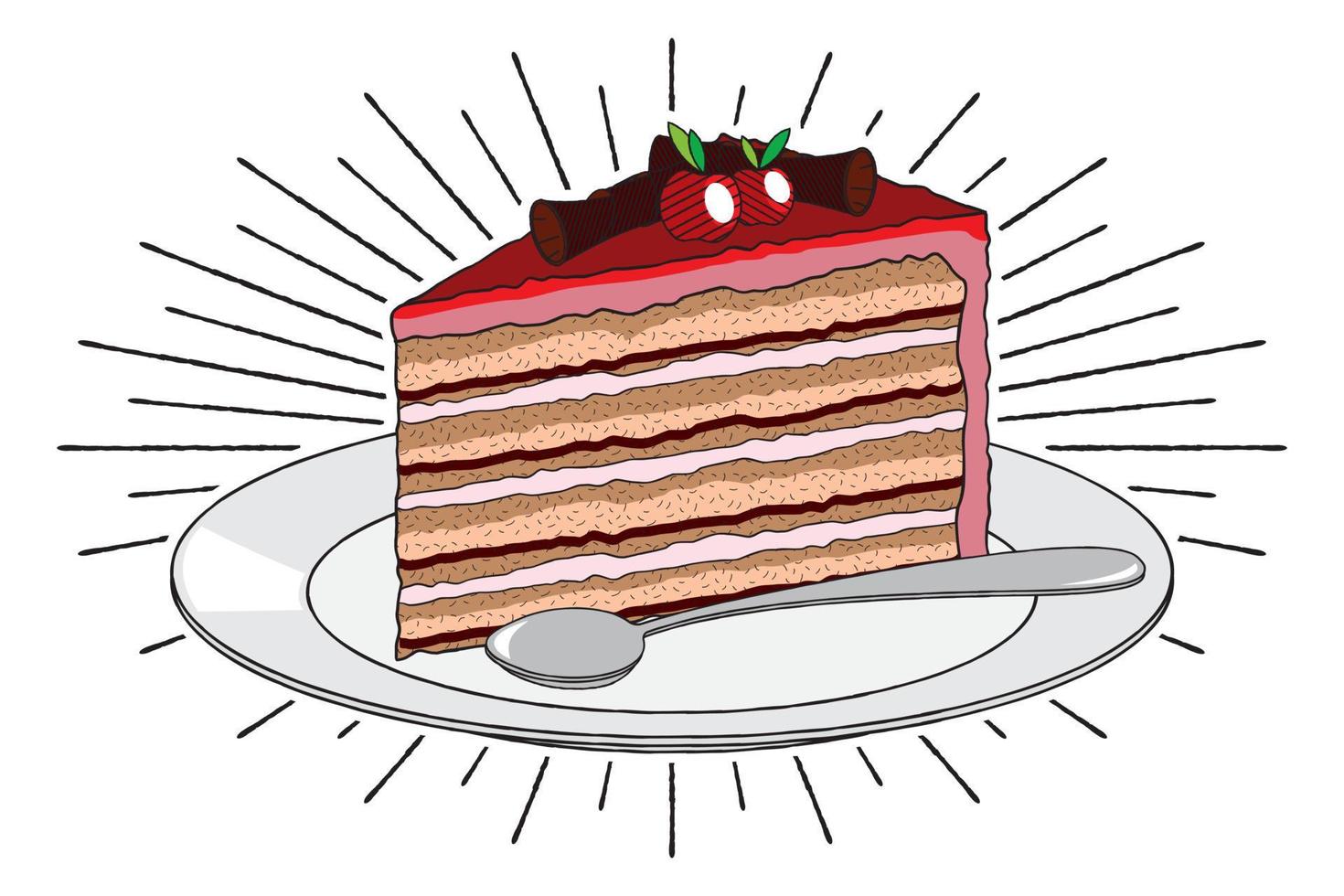 pastel en una ilustración de plato vector