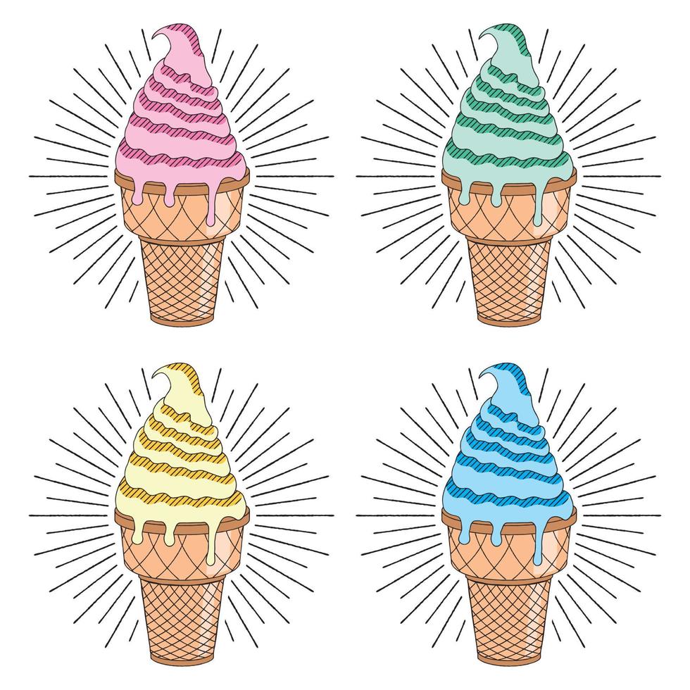 Colorful Ice Creams Illustration vector