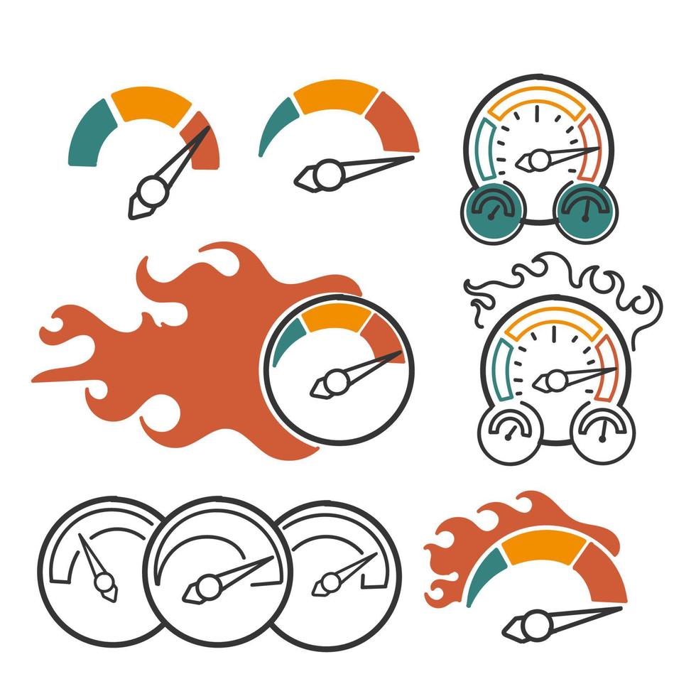 hand drawn doodle Set of Speedometer Related illustration vector