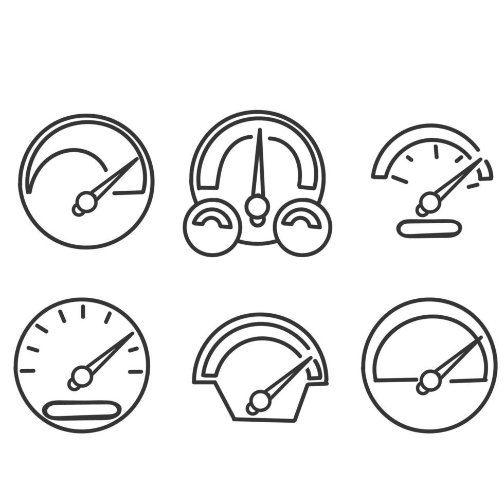 hand drawn doodle Set of Speedometer Related illustration vector