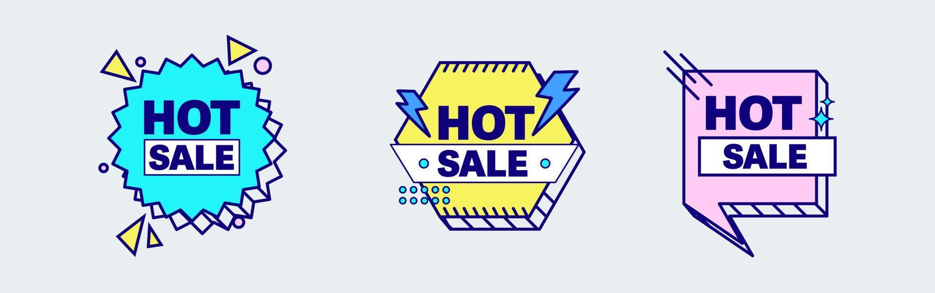 Hot sale sticker collection. Sale label vector illustration.