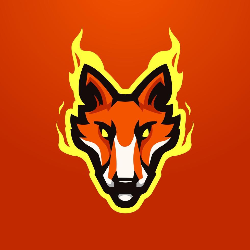 zorro fuego esport mascota logo diseño ilustración vector para deportes y juegos