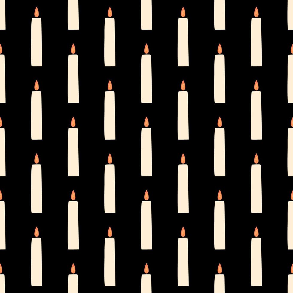 Halloween seamless pattern with candles illustration on black background vector