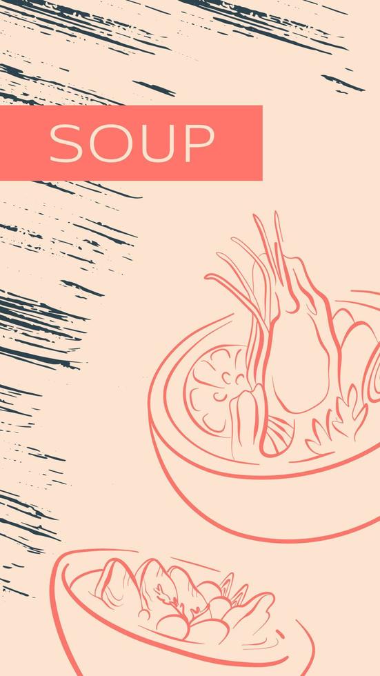 Instagram story with hand drawn illustrations of asian food vector