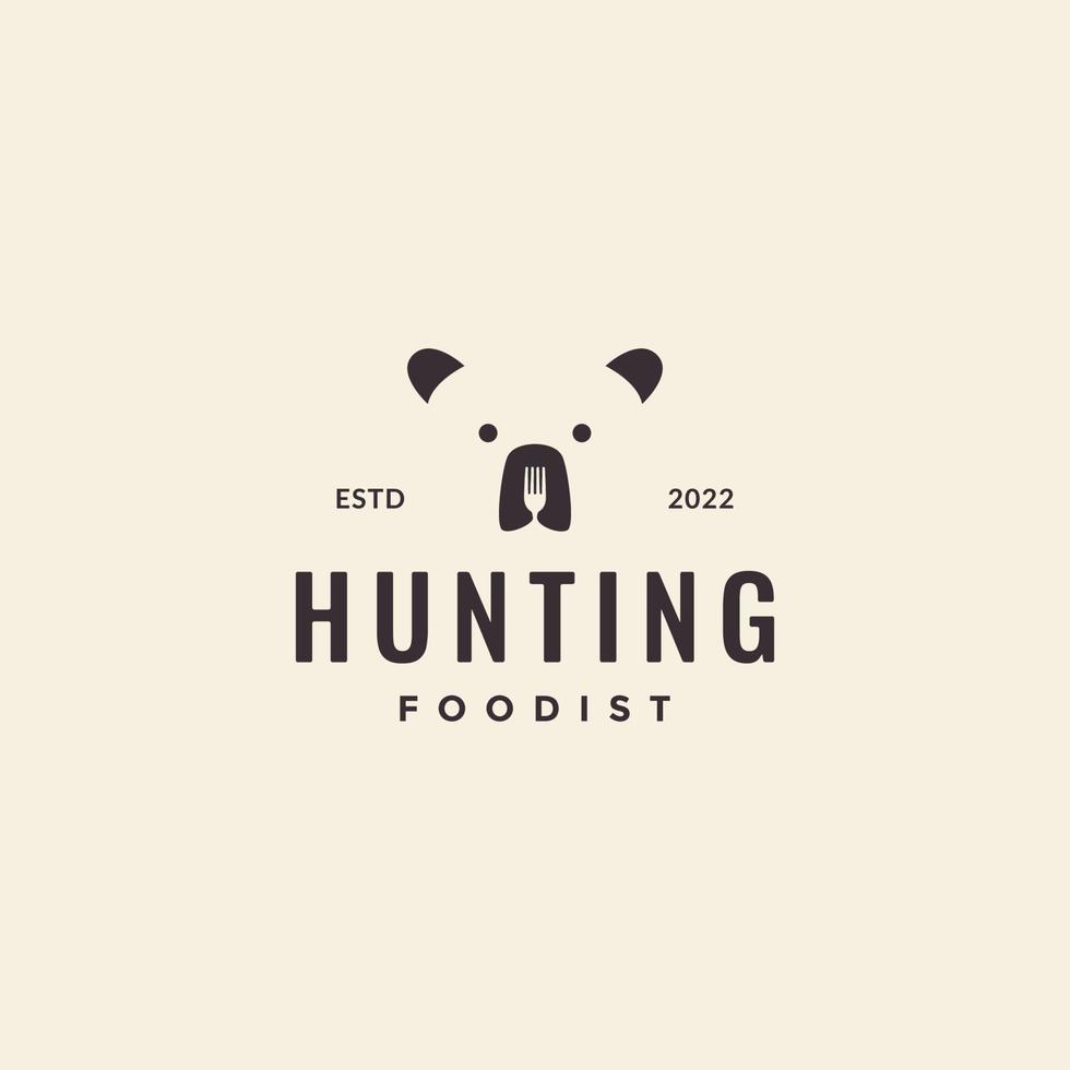 head bear with fork food logo design vector