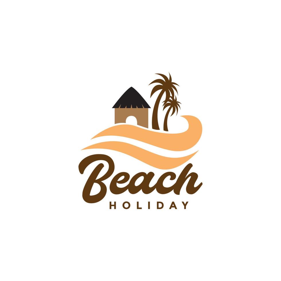 playa con diseño de logotipo vintage de vacaciones en casa relax vector