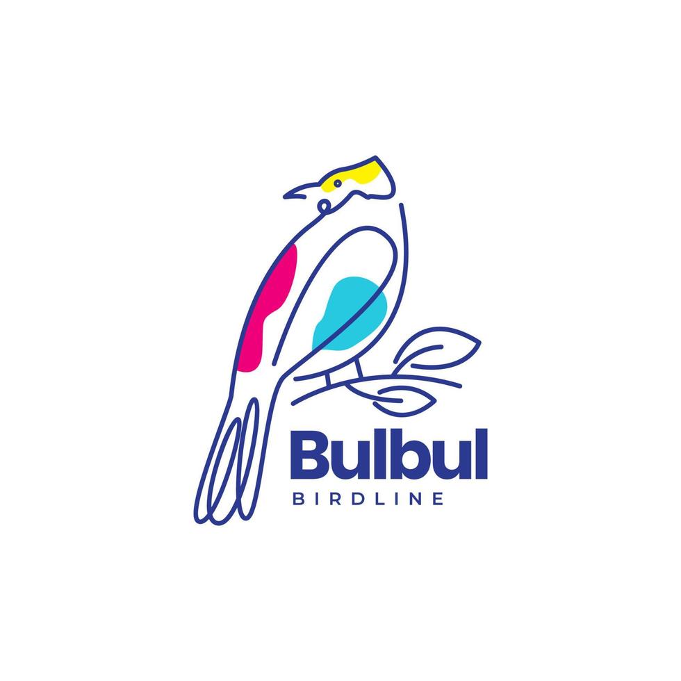 bird bulbul lines art abstract logo design vector