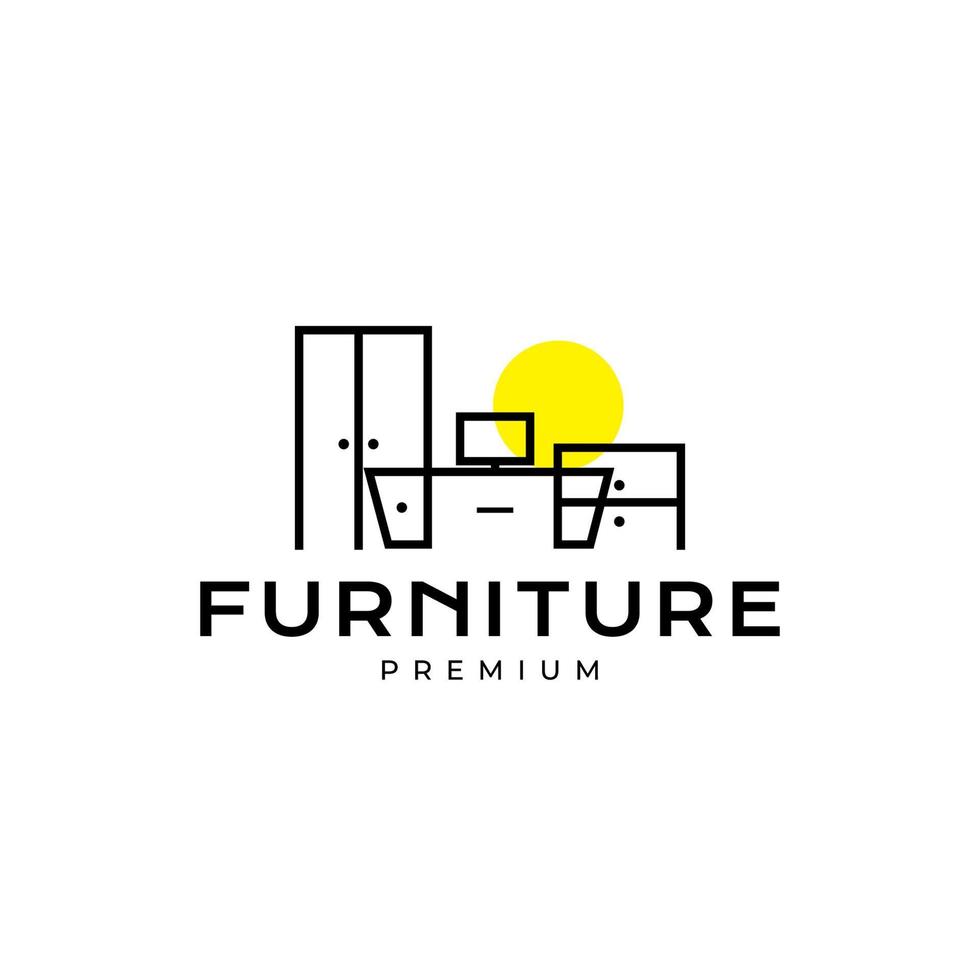 interior modern minimalist furniture continuous line logo design vector