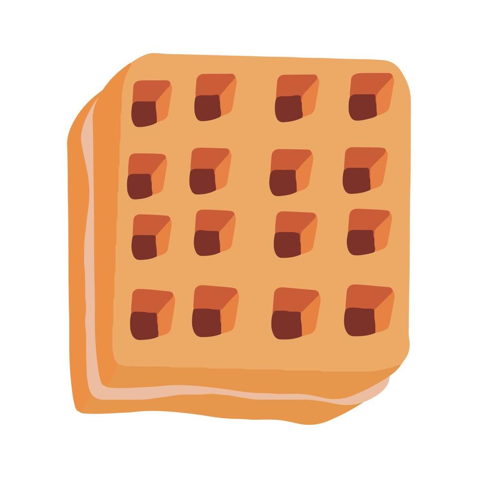 Waffle icon, vector doodle illustration of waffle, pastry product for breakfast, sweet snack, isolated colored clipart on white background.