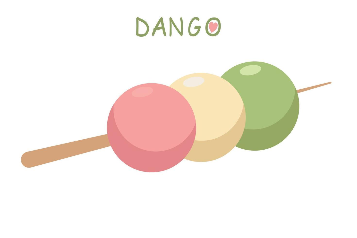 Dango Japanese traditional dessert isolated on white. Hanami Dango. Japanese Dango dessert vector. vector