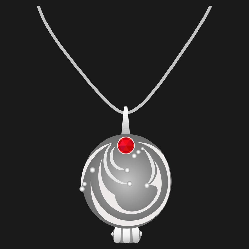 Silver pendant with a red stone. Elena Gilbert Necklace vector