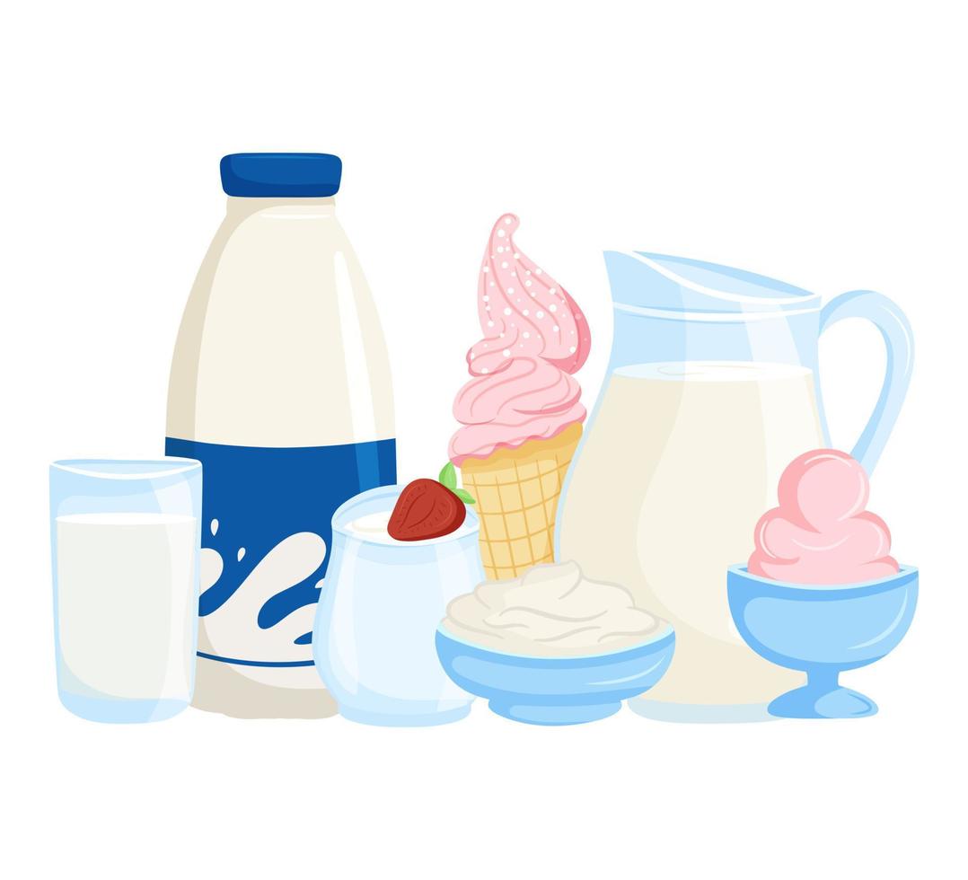 Dairy product set, vector illustration