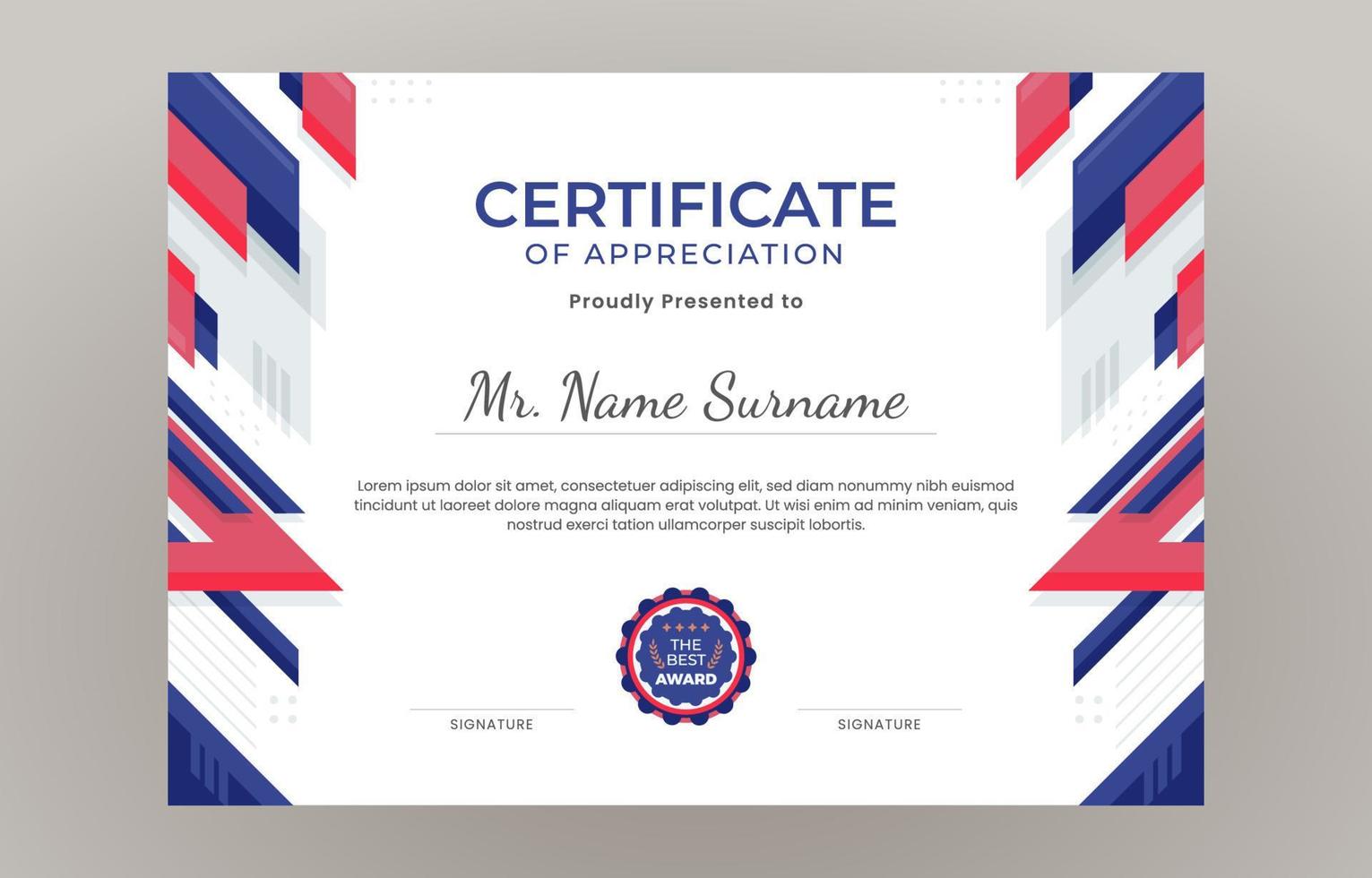 Flat Modern Certificate Concept vector