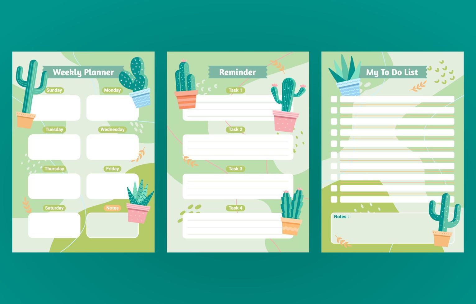 Cactus Journal Template vector
