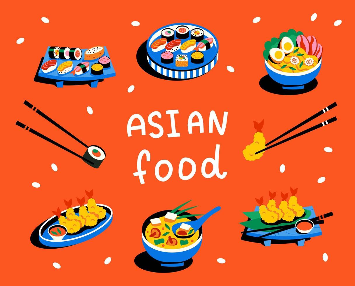 A Set Of Asian Dishes Asian Food On Plates With Chinese Chopsticks a-set-of-asian-dishes-asian-food-on-plates-with-chinese-chopsticks