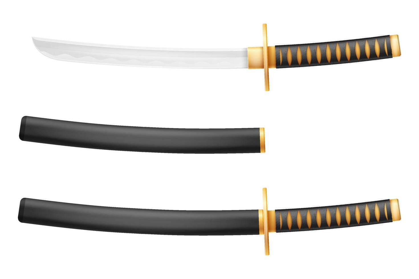 espada katana arma ninja guerrero japonés asesino ilustración vectorial aislado en fondo blanco vector