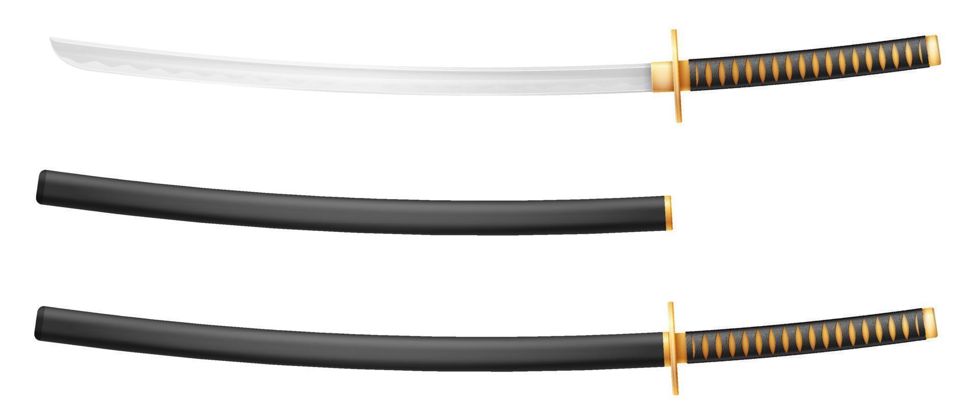 espada katana arma ninja guerrero japonés asesino ilustración vectorial aislado en fondo blanco vector