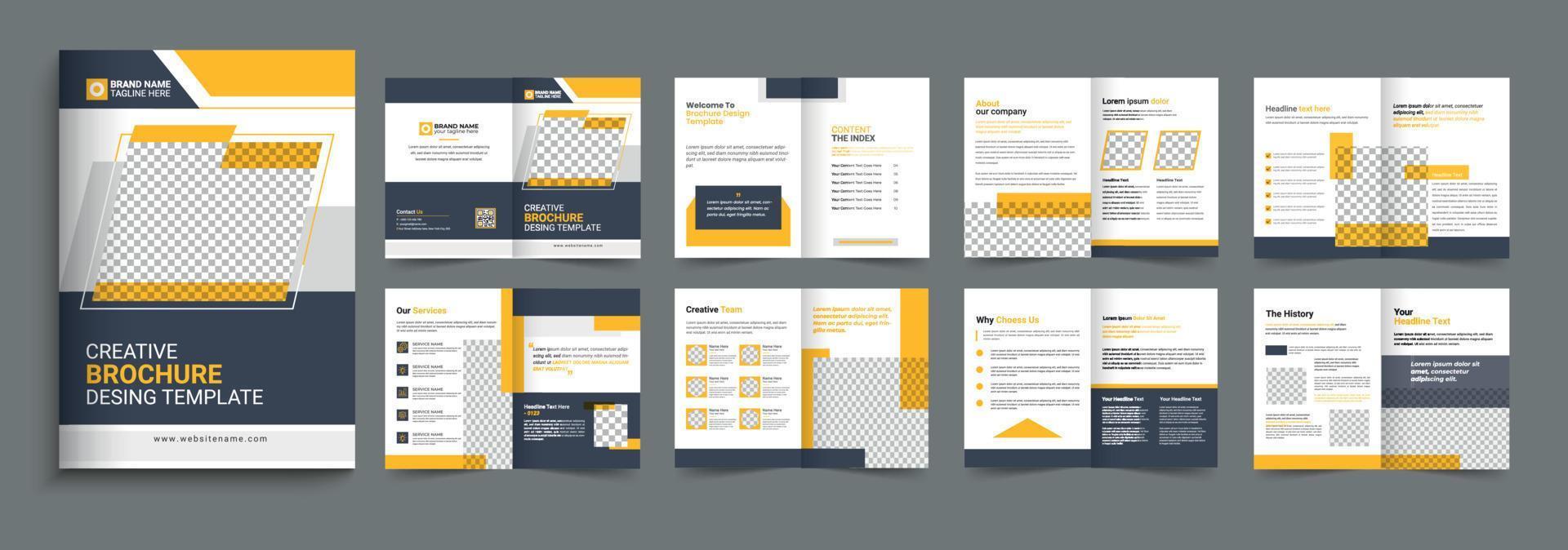 Corporate company profile brochure template design. 16 page corporate brochure editable template layout, minimal business brochure template design vector