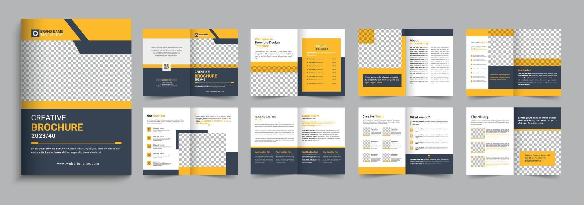 Corporate company profile brochure template design. 16 page corporate brochure editable template layout, minimal business brochure template design vector