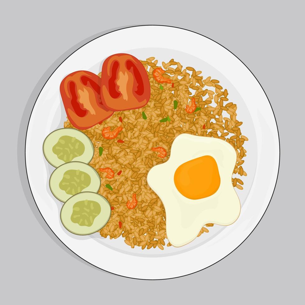 arroz frito dibujado a mano con huevo en diseño vectorial vector