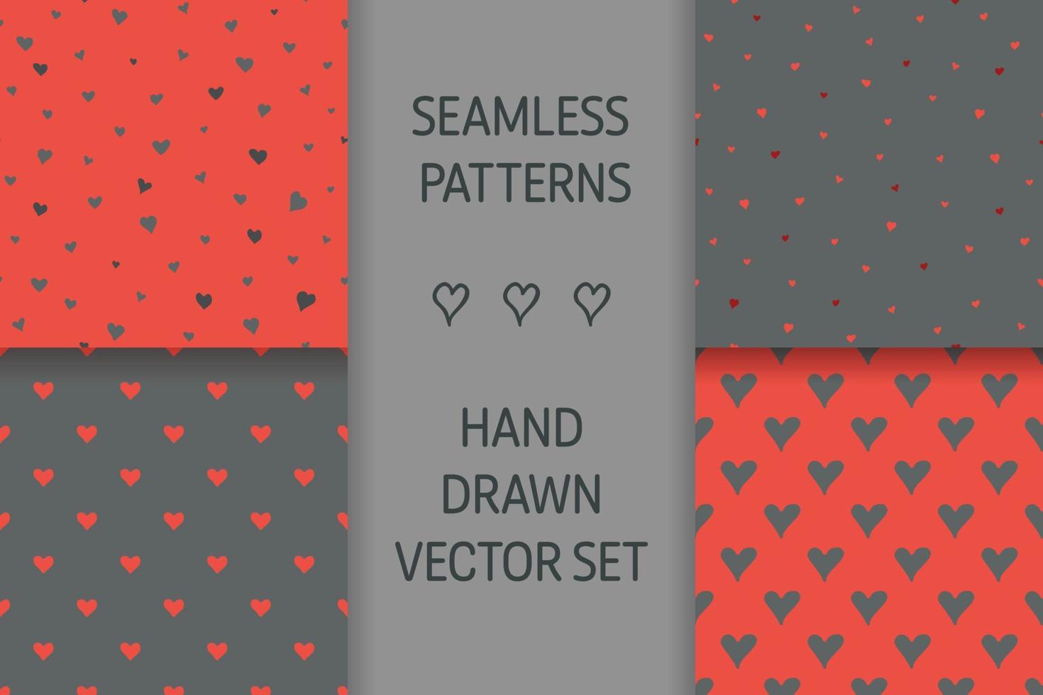 patrón impecable con corazones dibujados a mano sobre un fondo rojo al estilo boho. fondo romántico vectorial. ideal para telas, textiles, prendas de vestir. vector