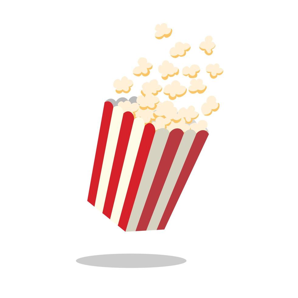 Popcorn in a striped box, Cinema icon in flat style, Snack food vector