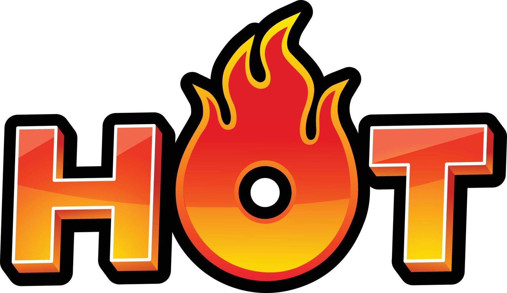 fuego caliente, etiqueta de etiqueta de promoción y pancarta de signos. vector