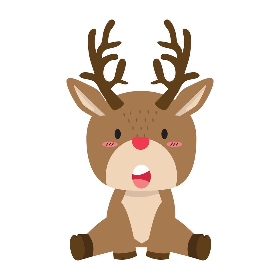 Cute deer  flat animal cartoon vector