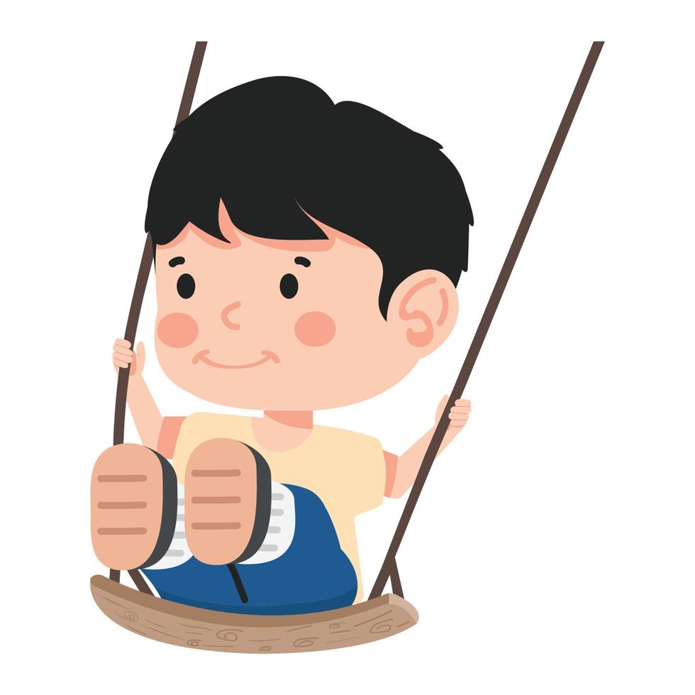 Little boy having fun on swing vector