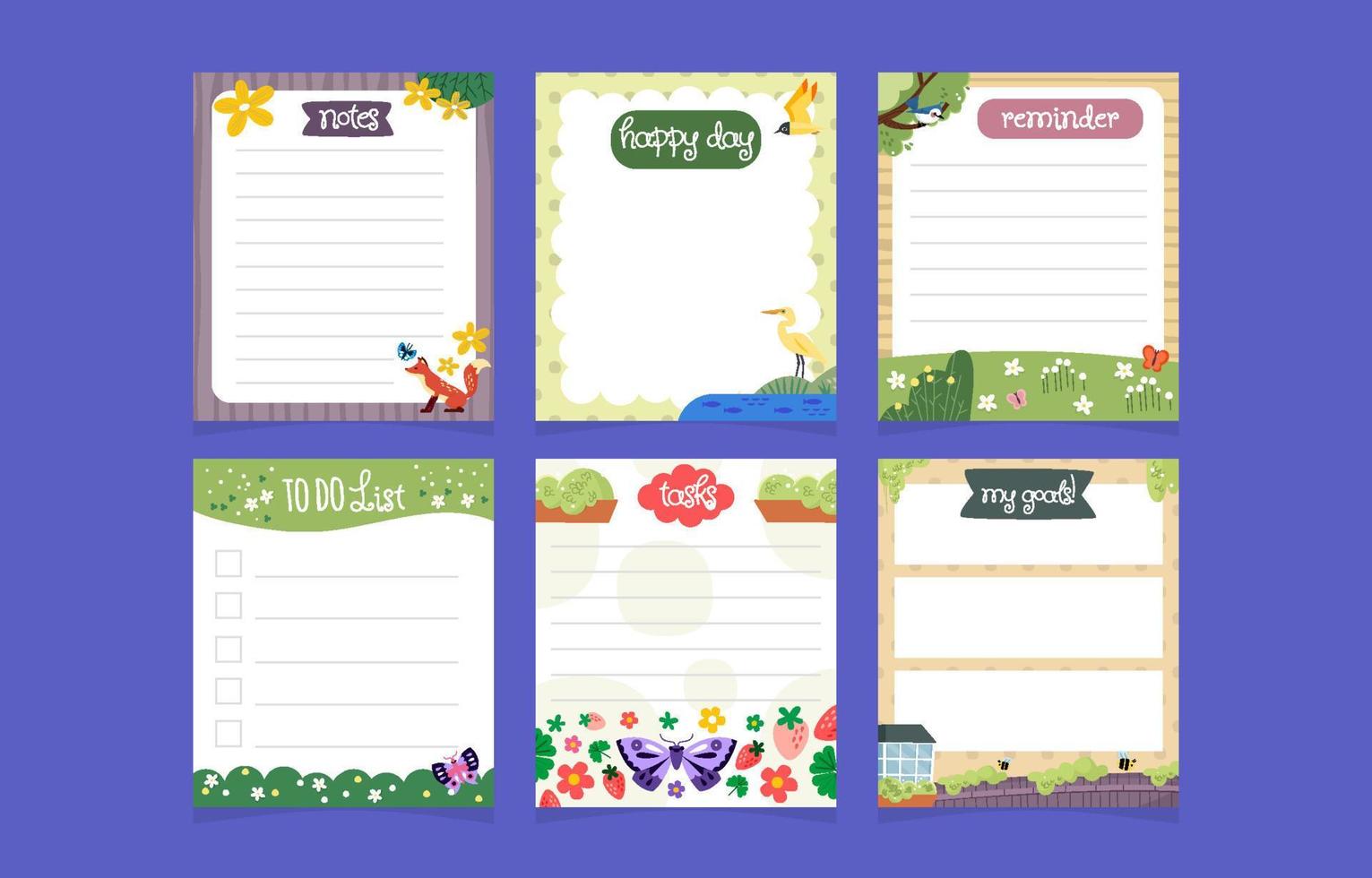 Cute Spring Nature Planner Template vector