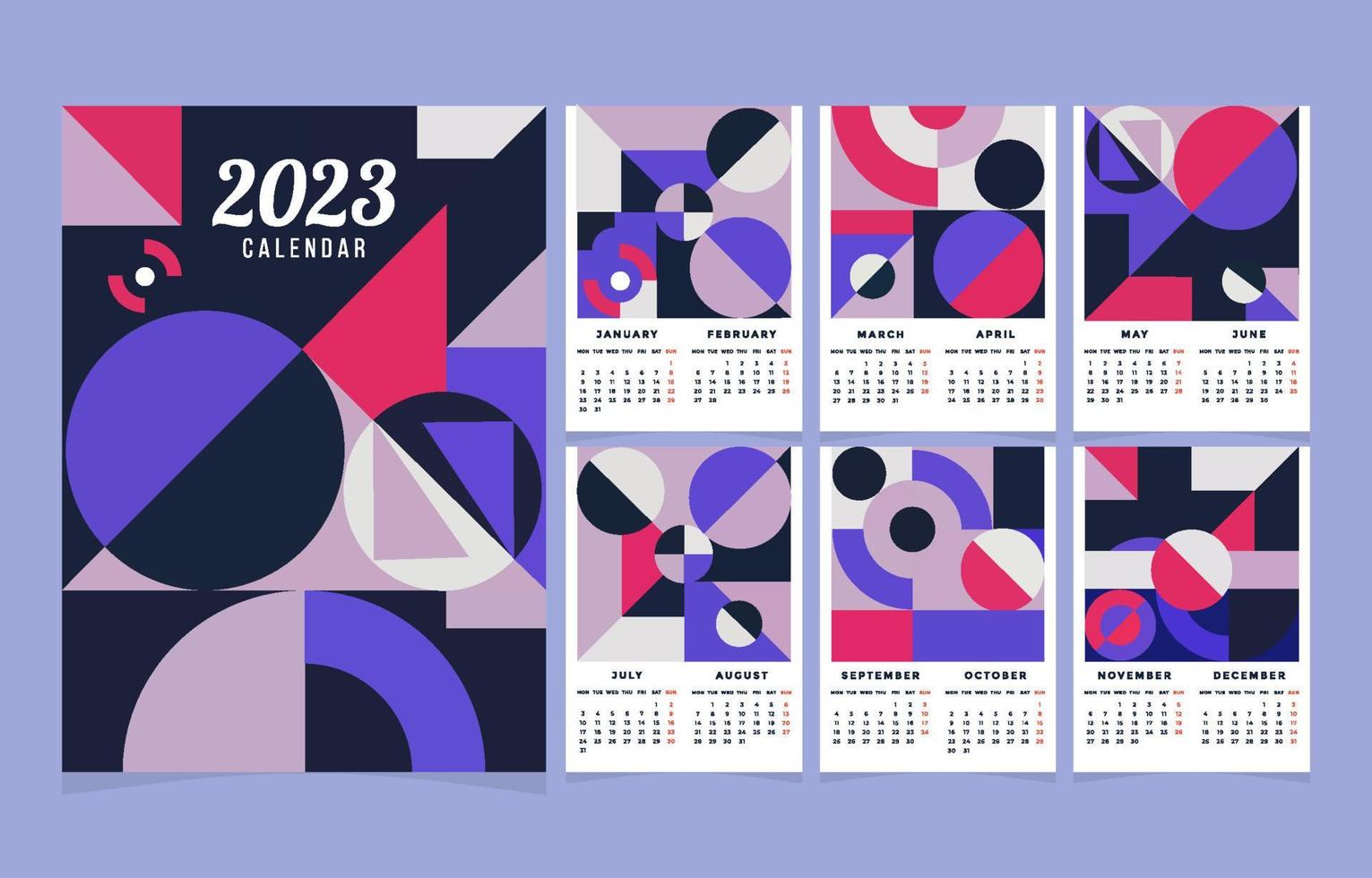 Geometric 2023 Calendar Template vector