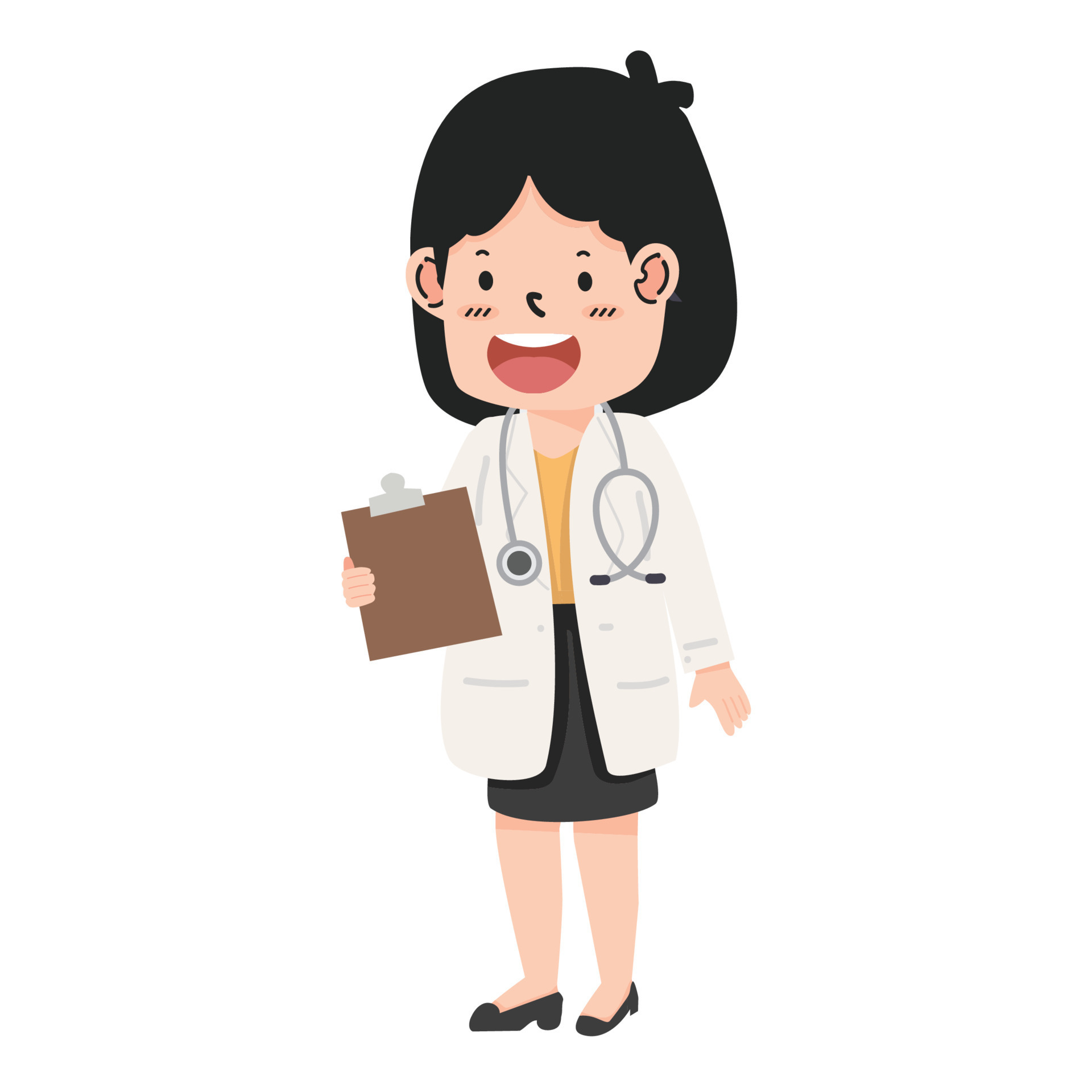 woman doctor poses cartoon flat 16387178 Vector Art at Vecteezy