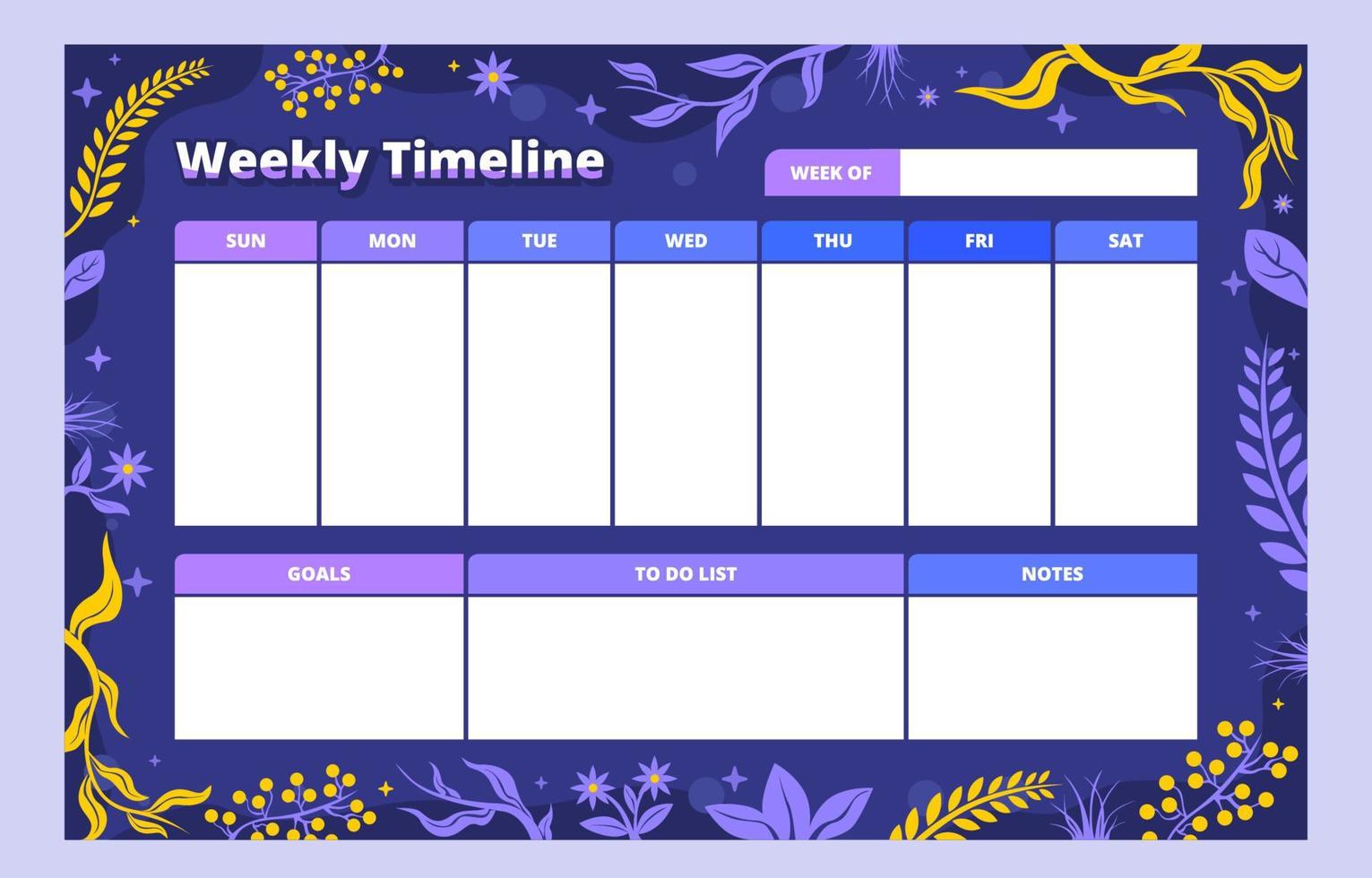 Weekly Timeline Journal Template vector
