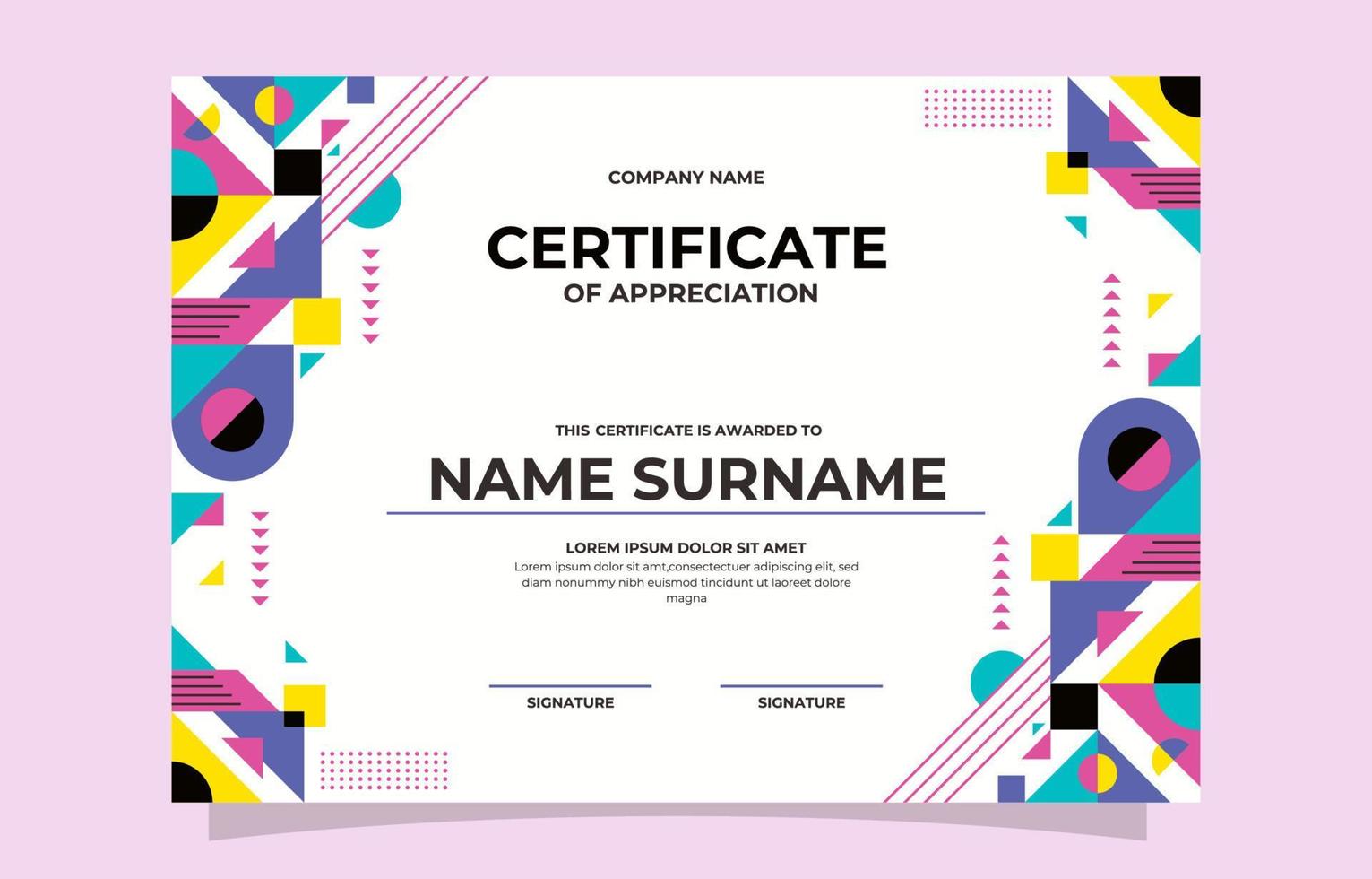 Modern Geometric Certificate Template vector