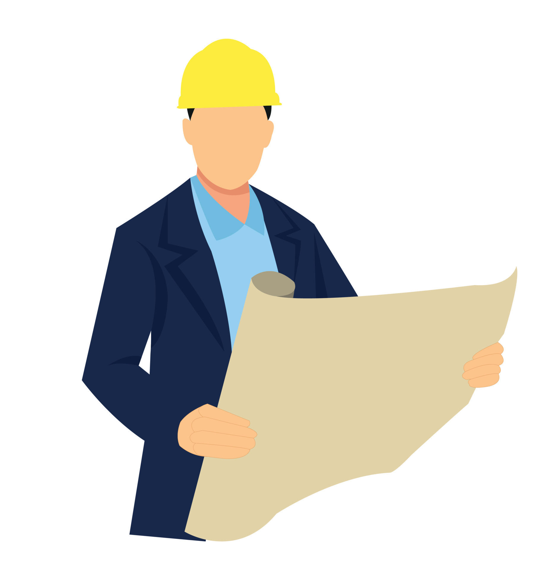 civil architect engineer studying building plans and working