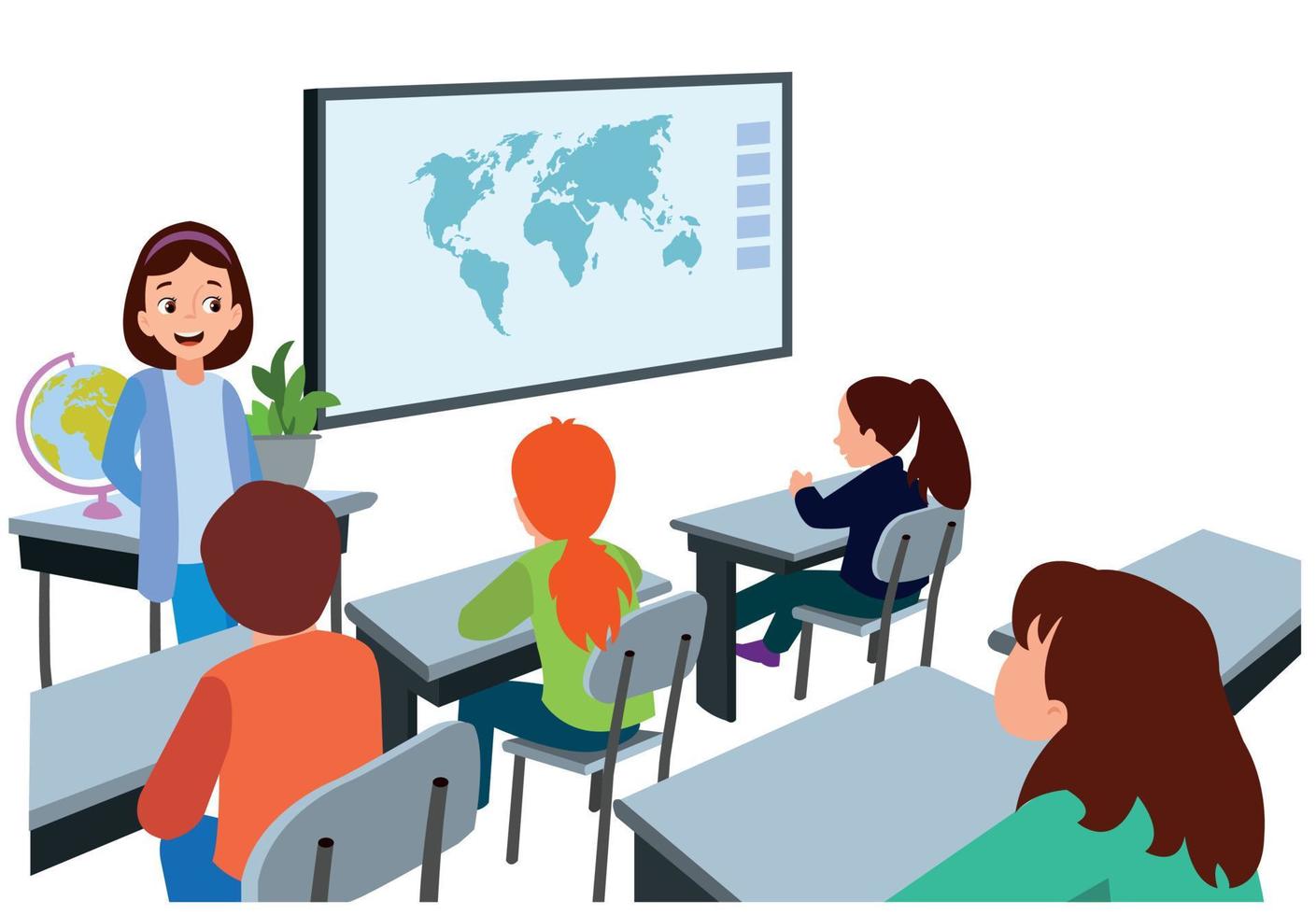 cute students in class at school vector