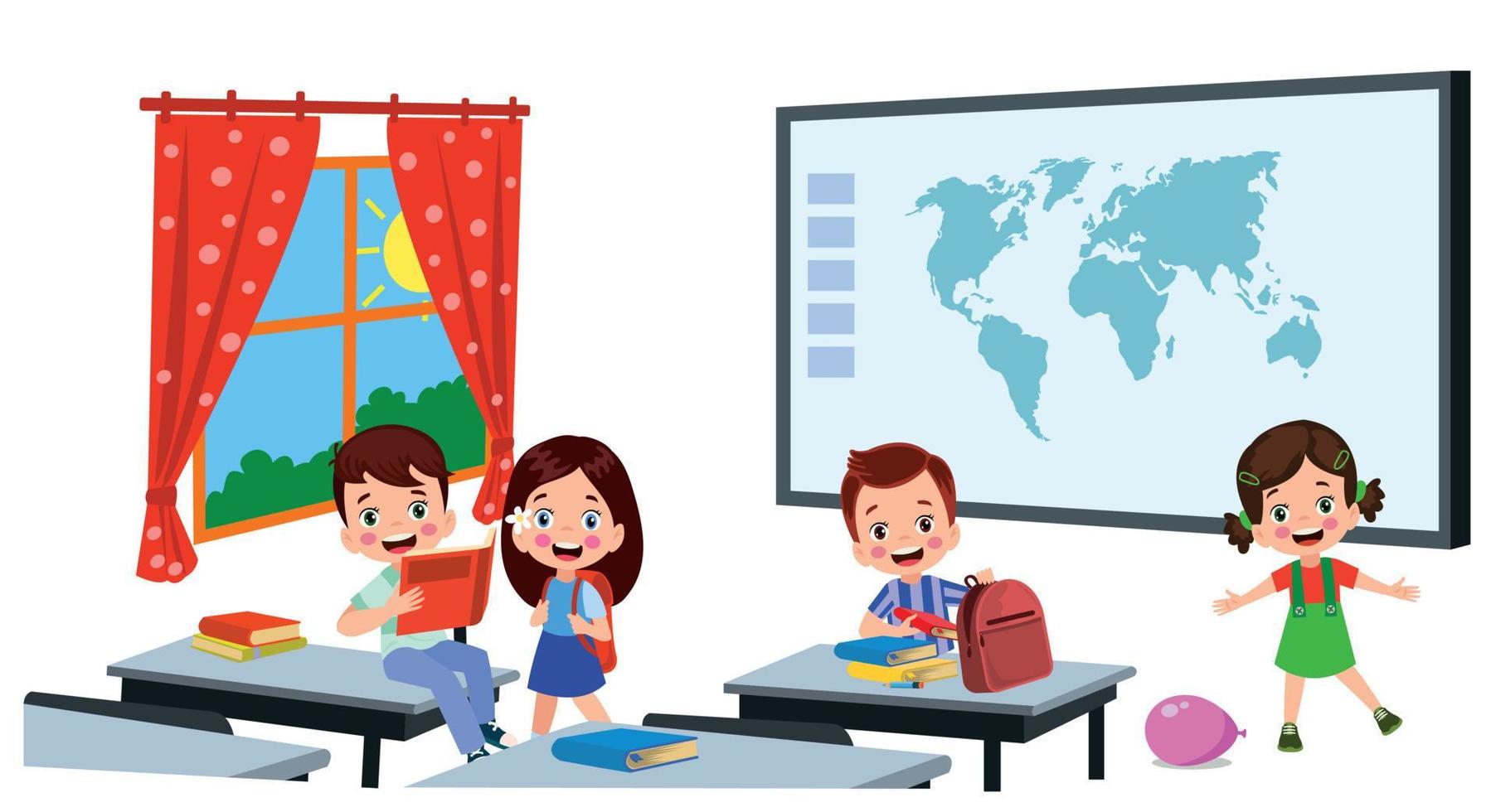 cute students in class at school vector