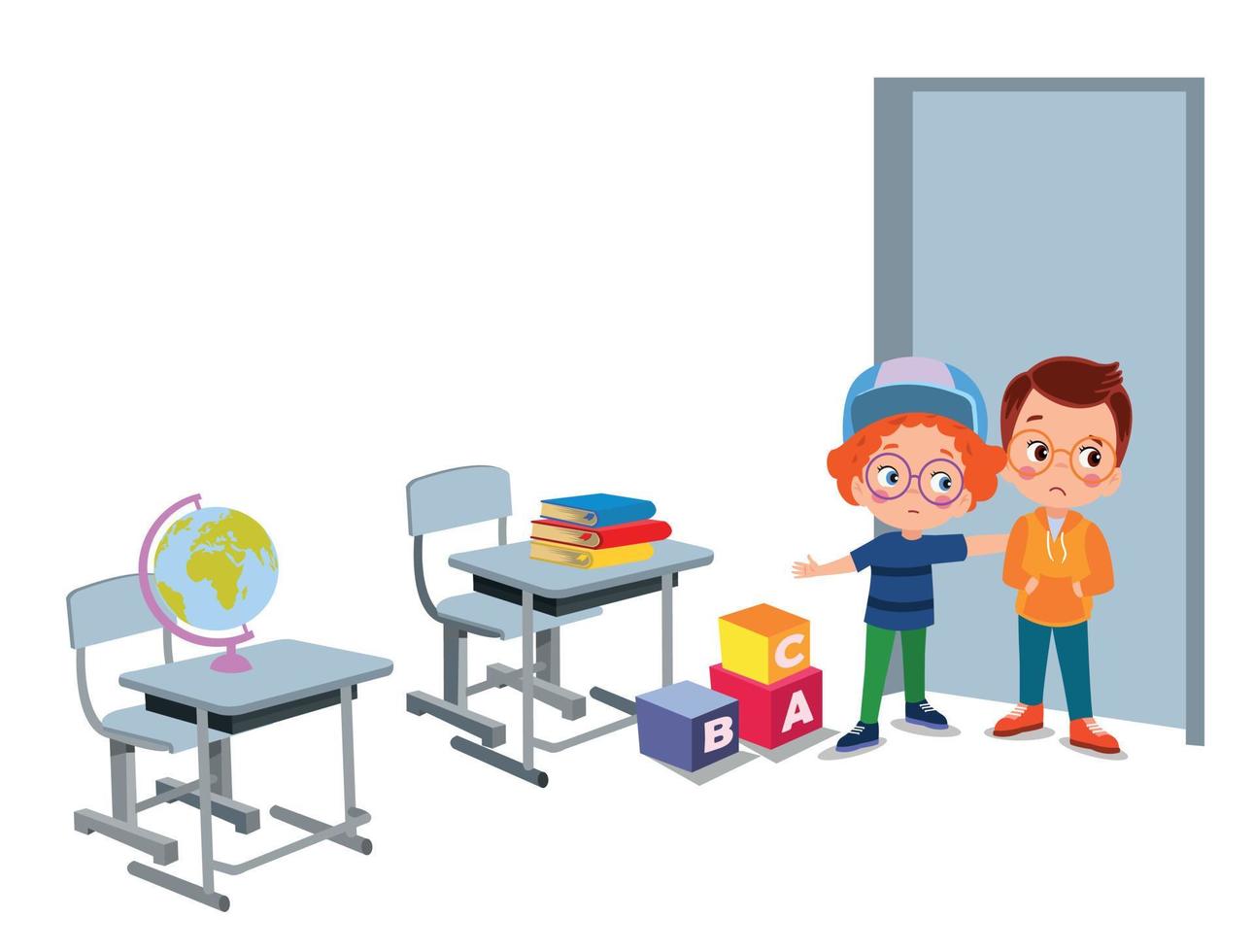 cute students in class at school vector