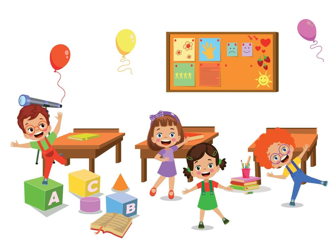 cute students in class at school vector
