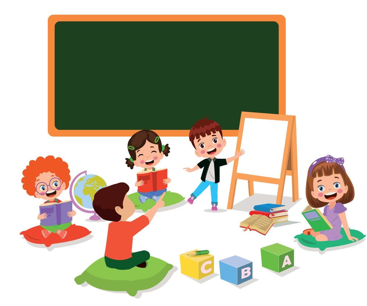 cute students in class at school vector